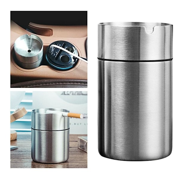 Portabel Askkopp, Vindtät Design med Tätningsförmåga för Bil Hem Kontor Utomhusresor (Silver)
