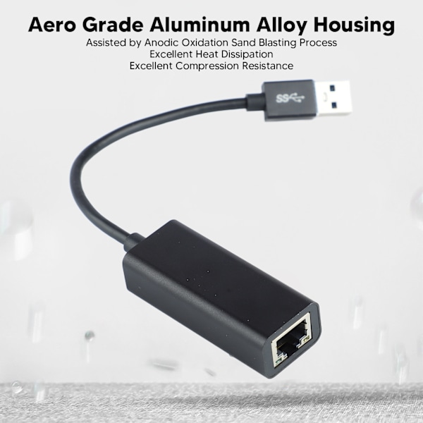 USB C - Ethernet-sovitin, jossa valo USB Type C - RJ45 Gigabit-kaapelimuunnin tabletille, musta
