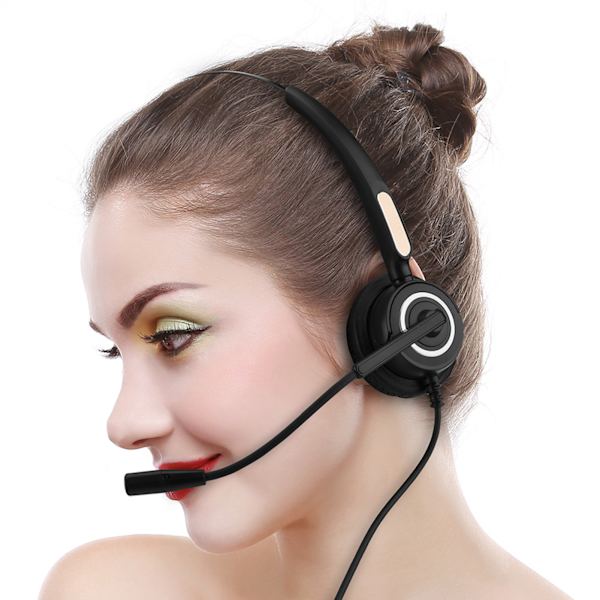 Lettvekts USB-headset for kundesenter med støydemping og mikrofon