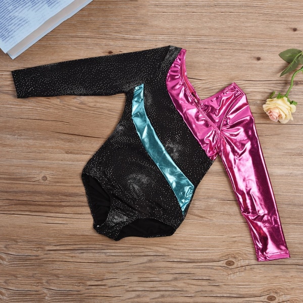 Flickor Sport Gymnastik Leotard Kläder Bekväma Elastiska Långärmad Danskläder (7-8 år)
