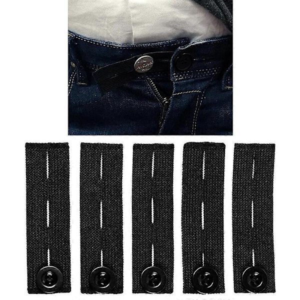 Elastiska byxor midjeförlängare, 5-pack justerbara byxknappsförlängare