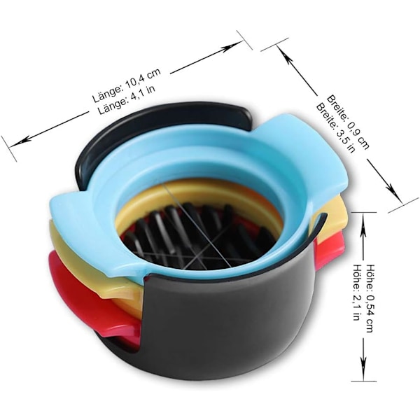 Äggdelare med halkfri bas, rostfri ståltråd säkerställer precisa skivor, kompakt design för enkel förvaring, livsmedelsklassat ABS-material erbjuder säkerhet,