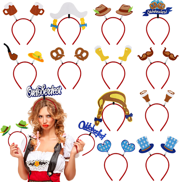 4 kpl Oktoberfestin oluttuoppihatut, päänauhat Oktoberfest, sopii