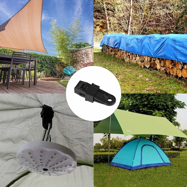 Justerbart låsande markisklämma, stark presenningsklämma, återanvändbar ABS-plast, perfekt för camping, picknick och andra utomhusaktiviteter (8,3*3,3 cm)