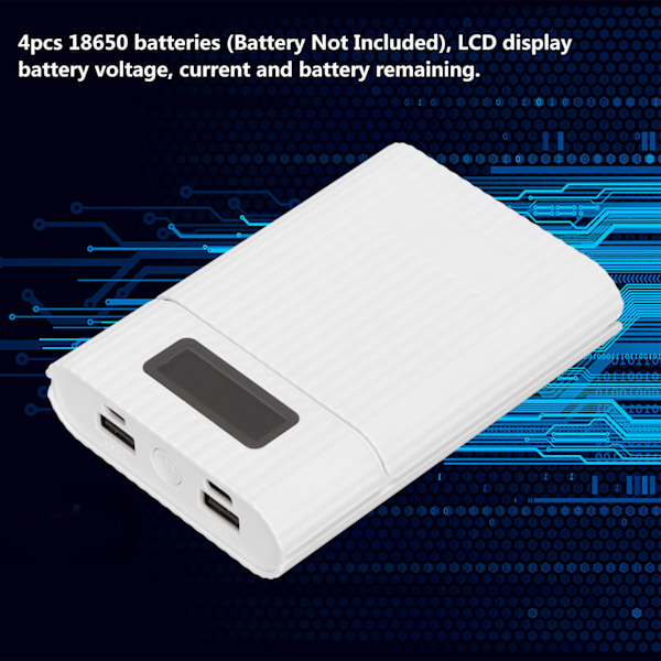 M09B 4x18650 Batterilagringsbox Micro Typ C-ingångsport Bärbar DIY Power Bank Kit Vit