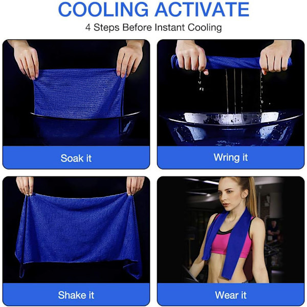 Kylhandduk 4-pack Instant Relief Microfiber Coola handdukar Chilling Neck Wrap Iskall trasor/halsduk för Sport Gym Fitness Camping Cykling Vandring