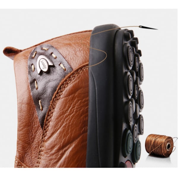 Herrloafers, Cozevdnt, naturläder, elegant design, rödbrun, 41 EU