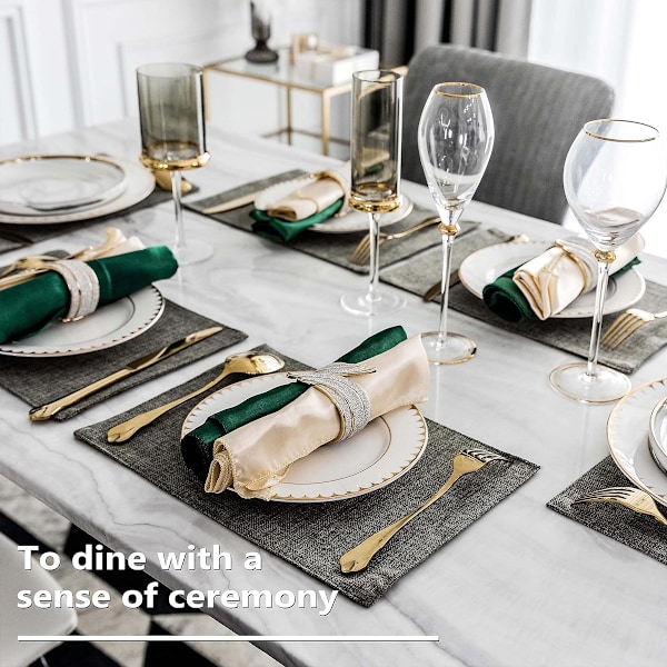 Stilrena bordsunderlägg, dubbla lager tygunderlägg med värmebeständig, halkfri vävd design, lättskötta för vardagsbruk (Set om 6)