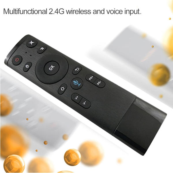 Langaton kaukosäädin 2.4G USB-vastaanottimella, ääni syöttö älytelevisiolle Android TV Box HTPC PC Projektori Musta