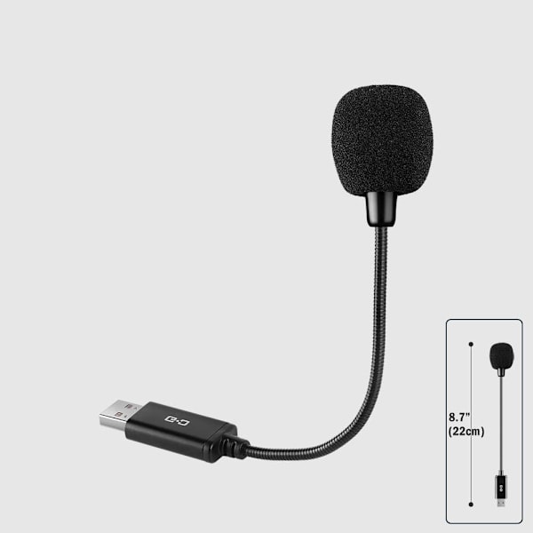 Kompakt Kristallklar Röst Mini USB-Mikrofon för Bärbara och Stationära Datorer, Högupplöst Ljudmikrofon med Inbyggt USB-Ljudkort för