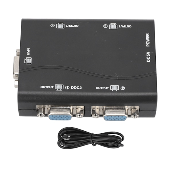 VGA-splitter 1 in 4 ut 250 MHz 1920x1440 USB-driven HD-videosplitter för bärbar dator, projektor, TV