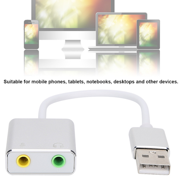 Ekstern USB 2.0 lydkort 3D Virtual 7.1 kanal lydadapter 3,5 mm til telefon PC bærbar computer