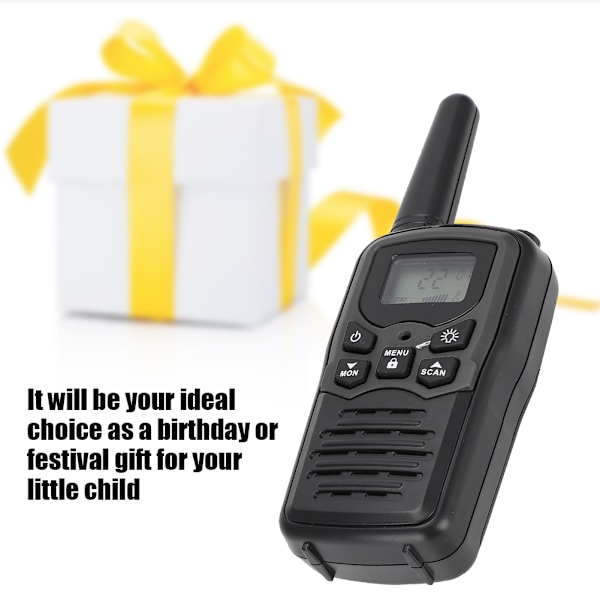 2 st 8 km Superlång Distans Mini Tvåvägsradio Walkie Talkie Interfon för Barn BarnSvart