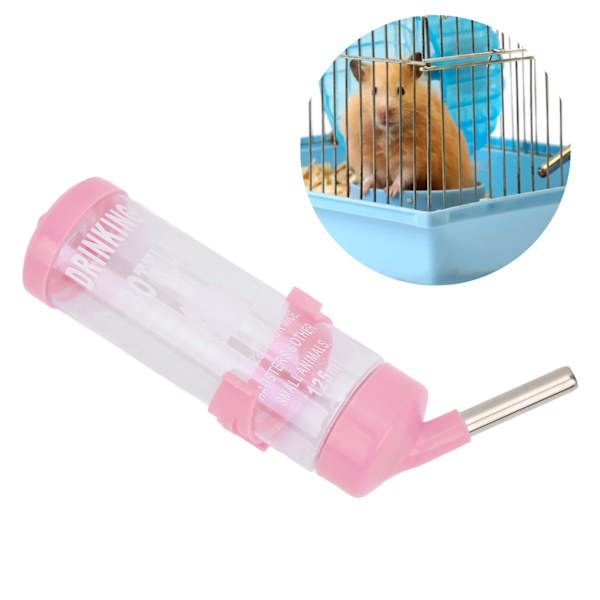 Hamster Vattenflaska Dispenser Automatisk Ingen Dropp Hamster Dricksfontän för SmådjurRosa 125ML