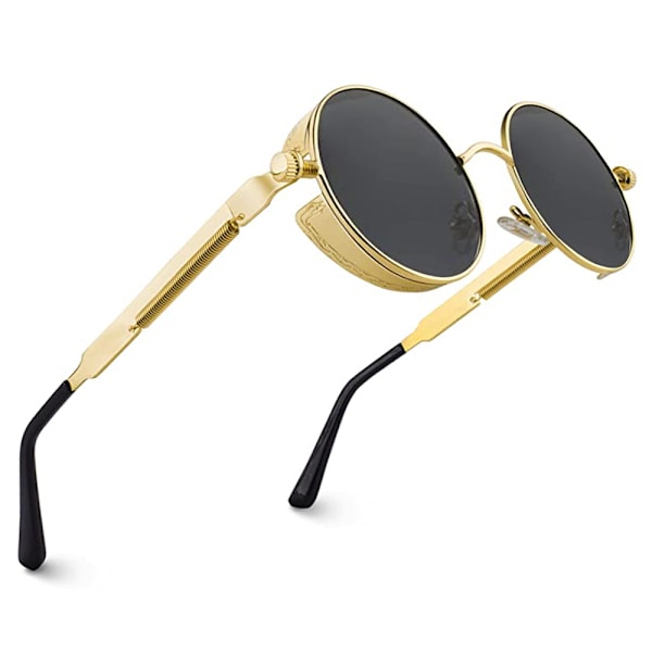 Retro gotiske steampunk runde solbriller for menn og kvinner