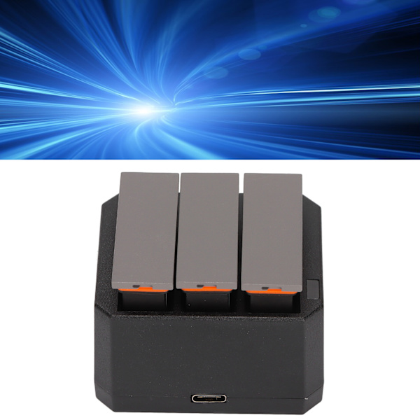 Batterilader Kit til DJI OSMO Action Kamera 3 Pakke 1300mAh Batterier og 3 Kanals Lader med LED Indikator