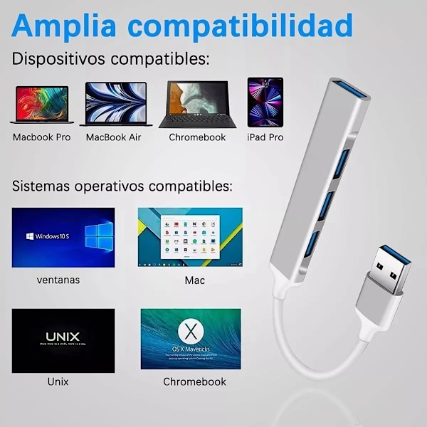 USB C Hubb För Enheter Med Typ C-Port, Bred Användning 4 USB-Portar Adapter Expander Med Användarvänlig Design, Portabel Och Lätt Att Flytta Mellan