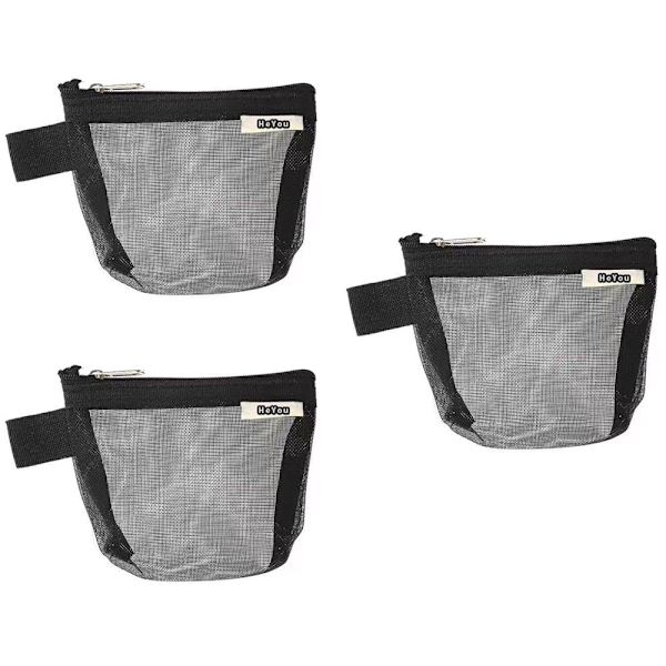 Mini dragkedja mesh väska, nyckelring väska, nyckelhållare, myntplånbok, transparent reseväska.