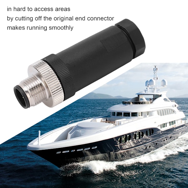 NMEA 2000 -liitäntä, uros, kentälle asennettava liitin, M12, 5-napainen, IP67, vedenpitävä, veneilytarvike Lowrance-verkoille
