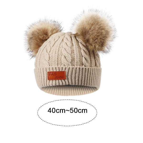 Toddler Hat， Färg Vinter Dubbel Pom Pom Stickad Mössa