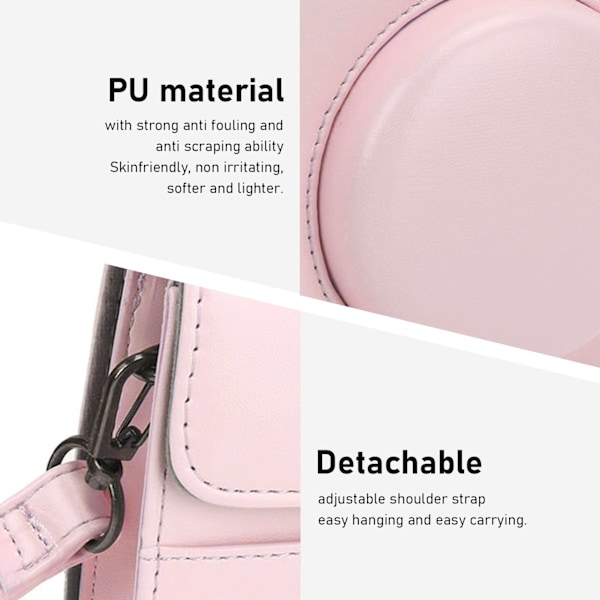 Mini Instant Kamera Beskyttende Taske PU Etui til Fujifilm Instax Mini 12 med Album Filtre Farverige Hængende Rammer Stickers Pink