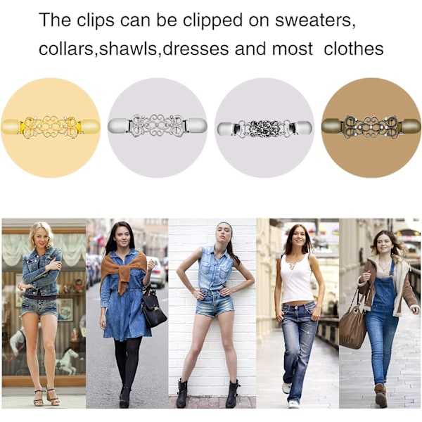 4 stk Retro Cardigan Clip Genser Krage Clip Sjal Klips D