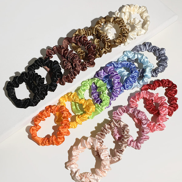 Eleganta elastiska håraccessoarer i satin, livfulla färger, bekväma scrunchies i siden för stilfull design utan att skada håret, mångsidig användning för kvinnor