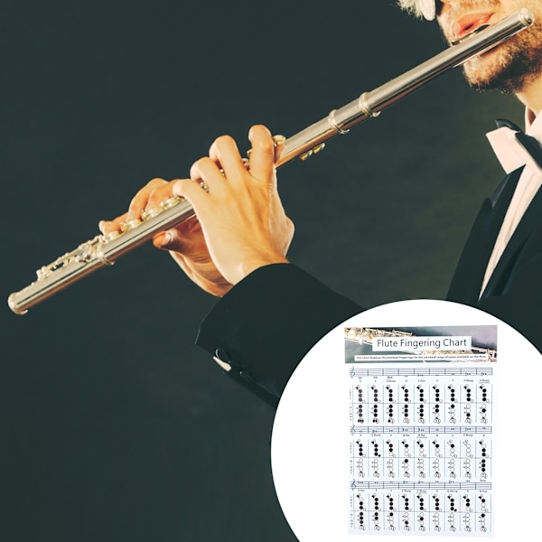 Huilun sormitusnuottitaulukko Aloittelijan opiskelijan harjoitteluopetusvälineet Instrumenttitarvikkeet L(56x40cm)