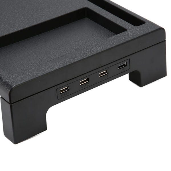 Monitor Riser Stand med 3 USB-udgange - Ergonomisk, stærk plastik, nem montering - Skærmstand til bærbar computer, printer, TV