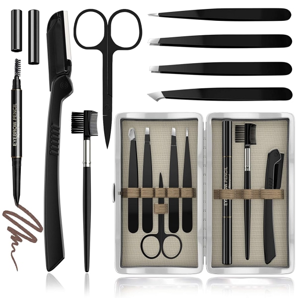 Kit, 8-i-1, Multifunktionellt ögonbrynspincettset, ögonbrynsformning,