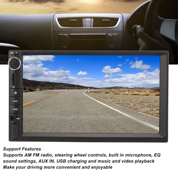 7 tuuman MP5-soitin Carplaylle Android Autolle Bluetooth Double Din -auton stereot AM FM MP3 USB kosketusnäyttö Autoradion