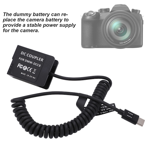 Type C DMWDCC8 Fuld Dekodet Dummy Batteri Pakke Adapter med Fleksibelt Fjederkabel til G5 Kamera