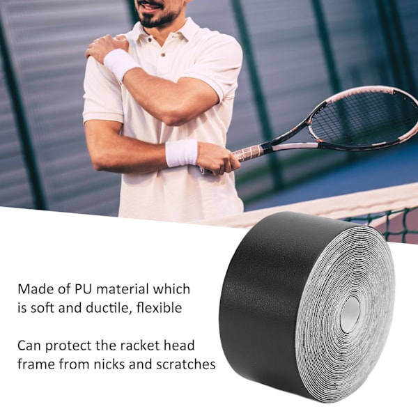 Tennisracketbandage Racket Head Skyddstejp Breddad Squash Racketskydd 5m för SportutrustningSvart