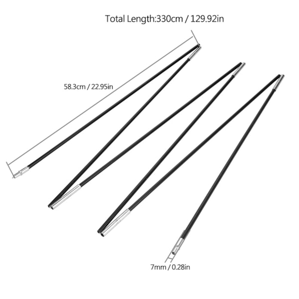 Fiberglas Camping Tältstång Stänger Utomhus Solskydd Stöd Stänger Markisramar Kit