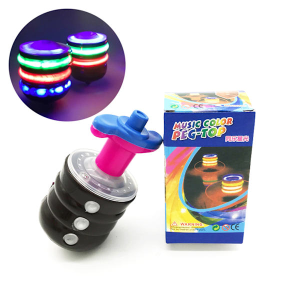 Morsom fargerik Flash LED-lys snurrende topp barn musikk omfang tre lysende musikkleke