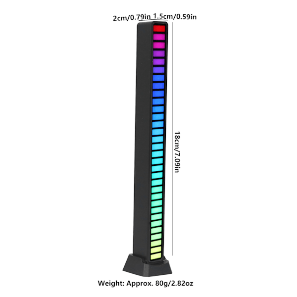 RGB-ljuslist Röststyrning Ambient Light Music Atmosfärlampa USB för Bil Hem StudioSvart