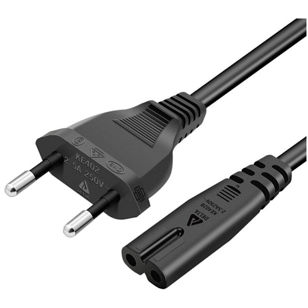 Flexibel Strömkabel, Universell Kompatibilitet, Slitstark PVC-mantel för Skrivare, TV-apparater och Annan Elektronik, 1,5 m, Svart