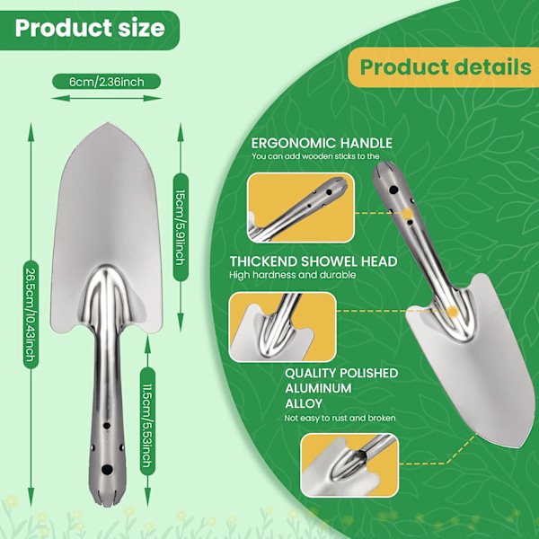 Solid Mini Metall Handspade För Mångsidiga Trädgårdsuppgifter, Rostfri Stålspade Säkerställer Hållbara Trädgårdsspadar Som Inte Lossnar Eller Böjs, Perfekt