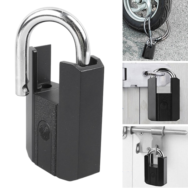 Fingerprint Padlock Anti Theft Bluetooth Phone Unlocking with 2 Keys Waterproof Black for Gym Locker School