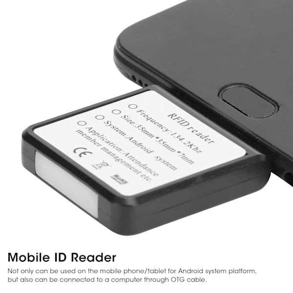 W86 Micro USB Mobiltelefon Kortläsare Bärbar för RFID Mobil ID-läsare för AndroidSvart