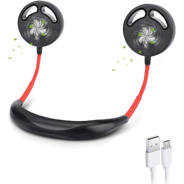 Bärbar Halsfläkt, 3 Hastighetsjusteringar, Bärbar Kylning med Vikbar Design, Lång Drifttid för Personlig Kylning & Utomhusevenemang