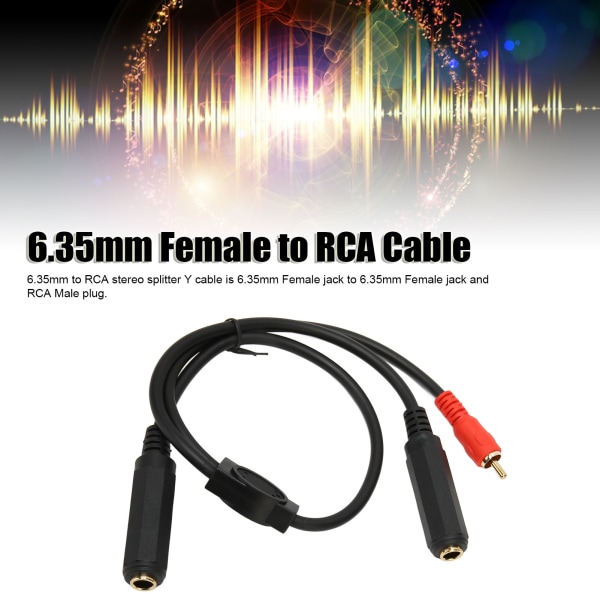 6,35 mm naaras - 6,35 mm naaras ja RCA uros -kaapeli kullattu 6,35 mm naaras - RCA stereojakaja Y -kaapeli 19,7 tuumaa