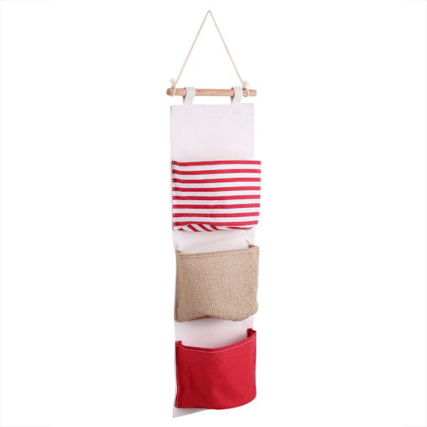 3-lags lin oppbevaringspose garderobe hengende pose veggpose leker