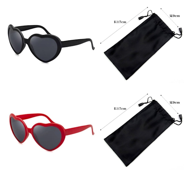 2 stycken hjärtformade diffraktionsglasögon, persiko-hjärta specialeffektglasögon, 3D hjärtformade roliga solglasögon för maskeradfest, raves, utomhusfest,