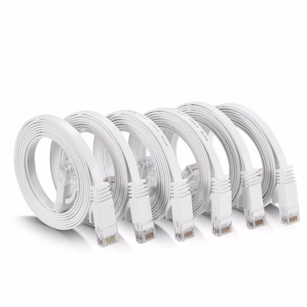 0,5 m 1,5 m 2 m 3 m 5 m 10 m 15 m 20 m Ethernet-kabel Høyhastighets RJ45 CAT6 Flat Ethernet Network LAN-kabel UTP Patch Router Datamaskinkabler
