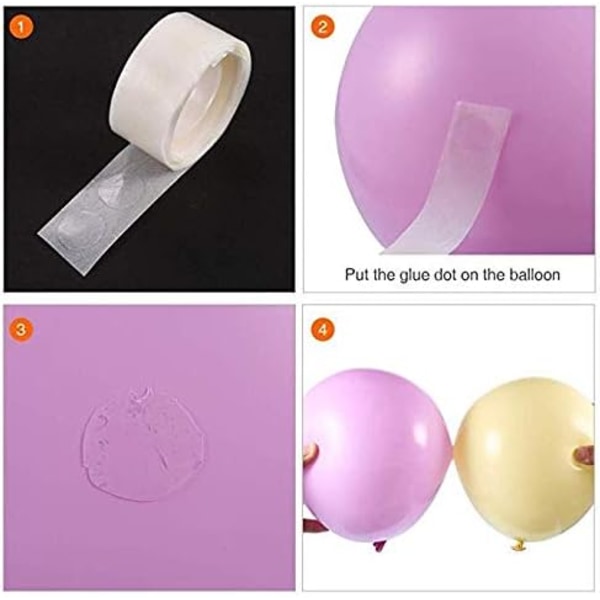 3 ruller ballonbuebånd og 3 ruller ballonlim prikker