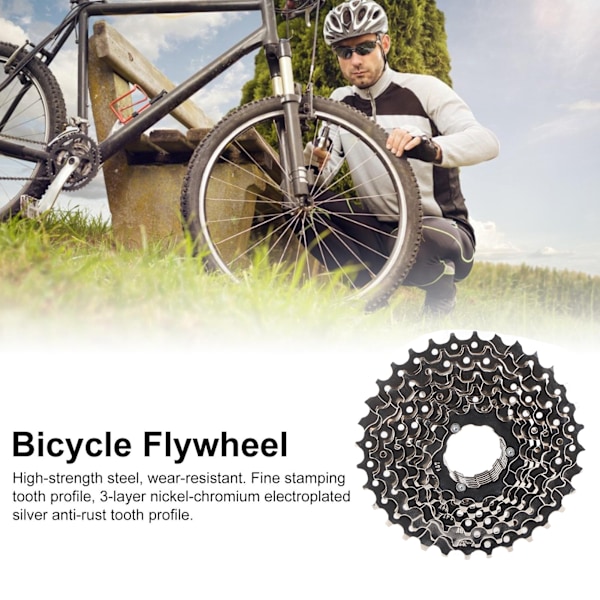 Högpresterande cykelkassett frihjul för elcykel, 7 växlar 32T kompatibel med MTB bakväxel, superlätt stålmaterial, smidig växel