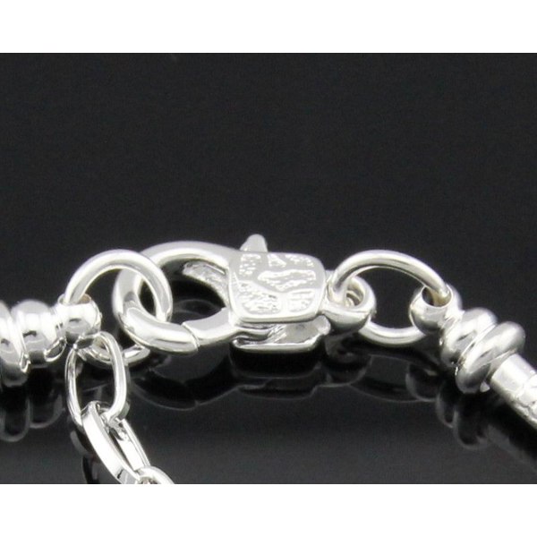 5 st Silver Plated Snake Chain Charm Armband Starter med Klämma