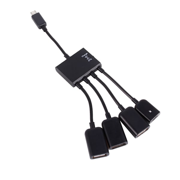 4-portars Micro USB-värd OTG-hubadapterkabel för Android-surfplatta och smartphone