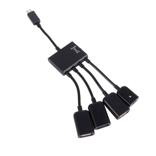 4-porttinen mikro-USB-isäntä OTG -keskitinsovitinkaapeli Android-tabletille ja älypuhelimelle